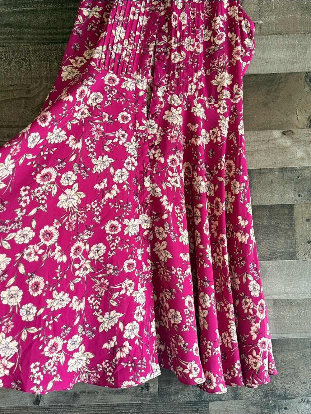 Nanette Lepore Sleeveless Floral Midi Dress in Magenta and Cream - Picture 3 of 10